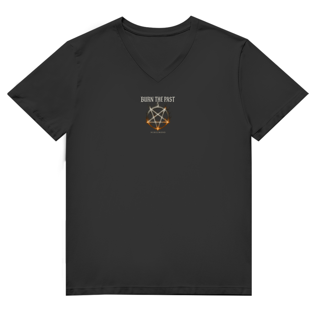 Burn the Past | Mystic Pentagram Collection | Nebelmond Herren Premium Bio V-Neck T-Shirt