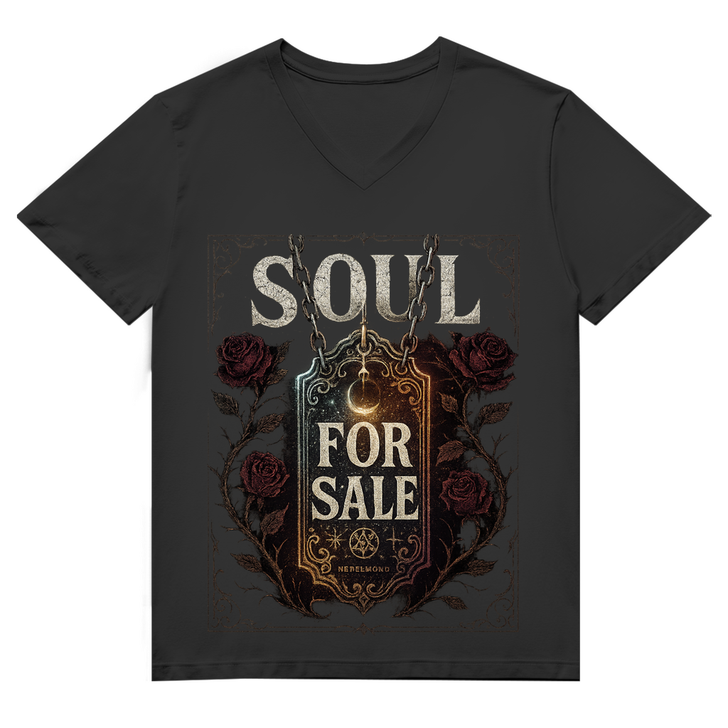 Soul For Sale | Dark Commerce Collection | Nebelmond Herren Premium Bio V-Neck T-Shirt