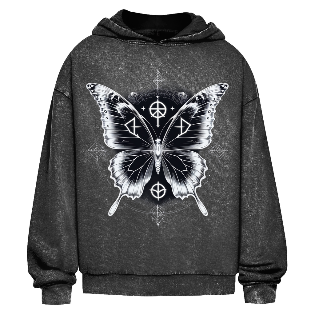 SACRED DARKNESS | Dark Butterfy Collection | Nebelmond Oversize Washed Hoodie
