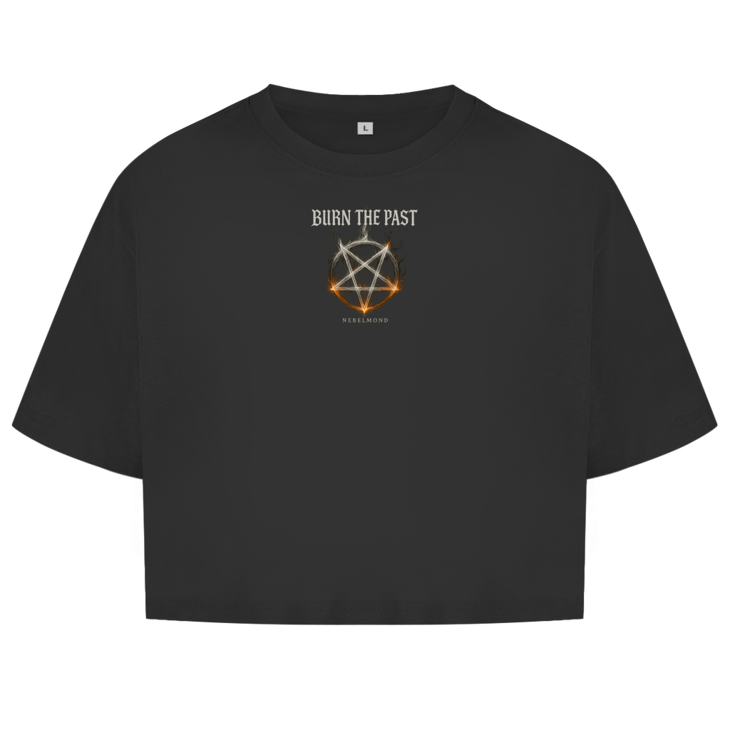 Burn the Past | Mystic Pentagram Collection | Nebelmond Damen Oversize Crop Top