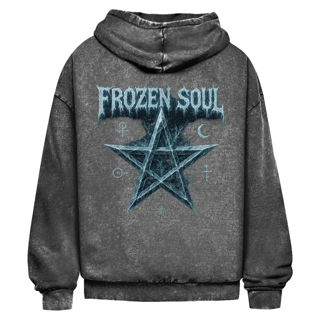 Frozen Soul | Mystic Pentagram Collection | Nebelmond Oversize Washed Hoodie