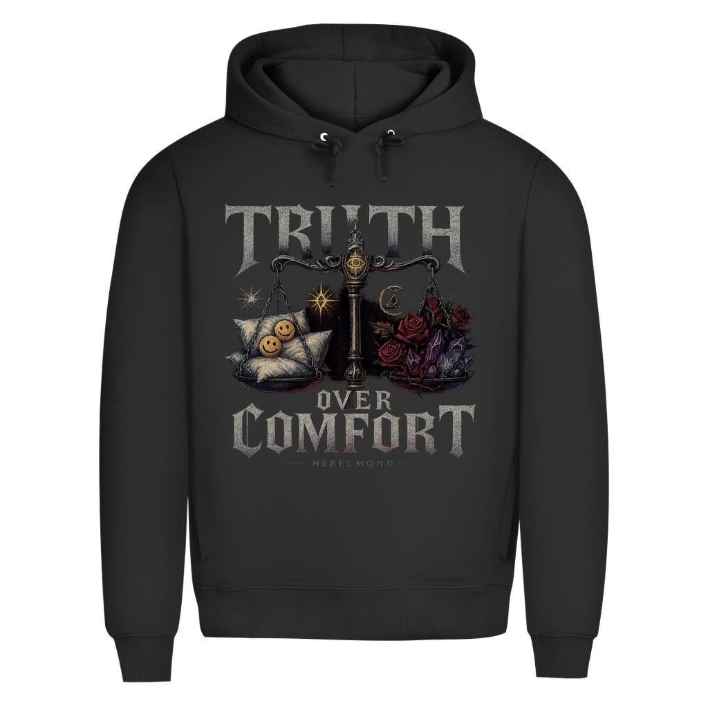 Truth over Comfort | Dark Commerce Collection | Nebelmond Herren Premium Bio Hoodie