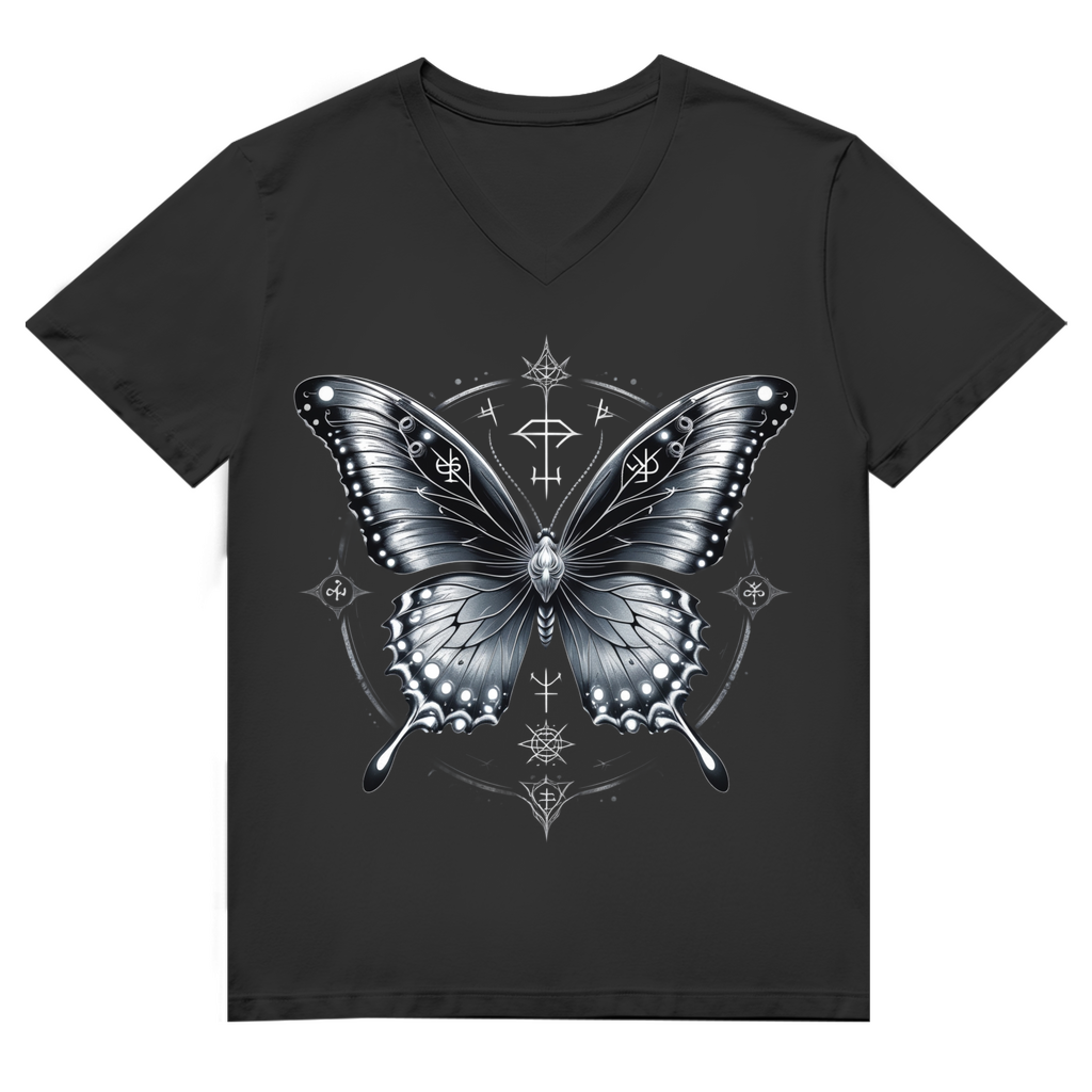 SILVER SOUL WINGS | Dark Butterfy Collection | Nebelmond Herren Premium Bio V-Neck T-Shirt