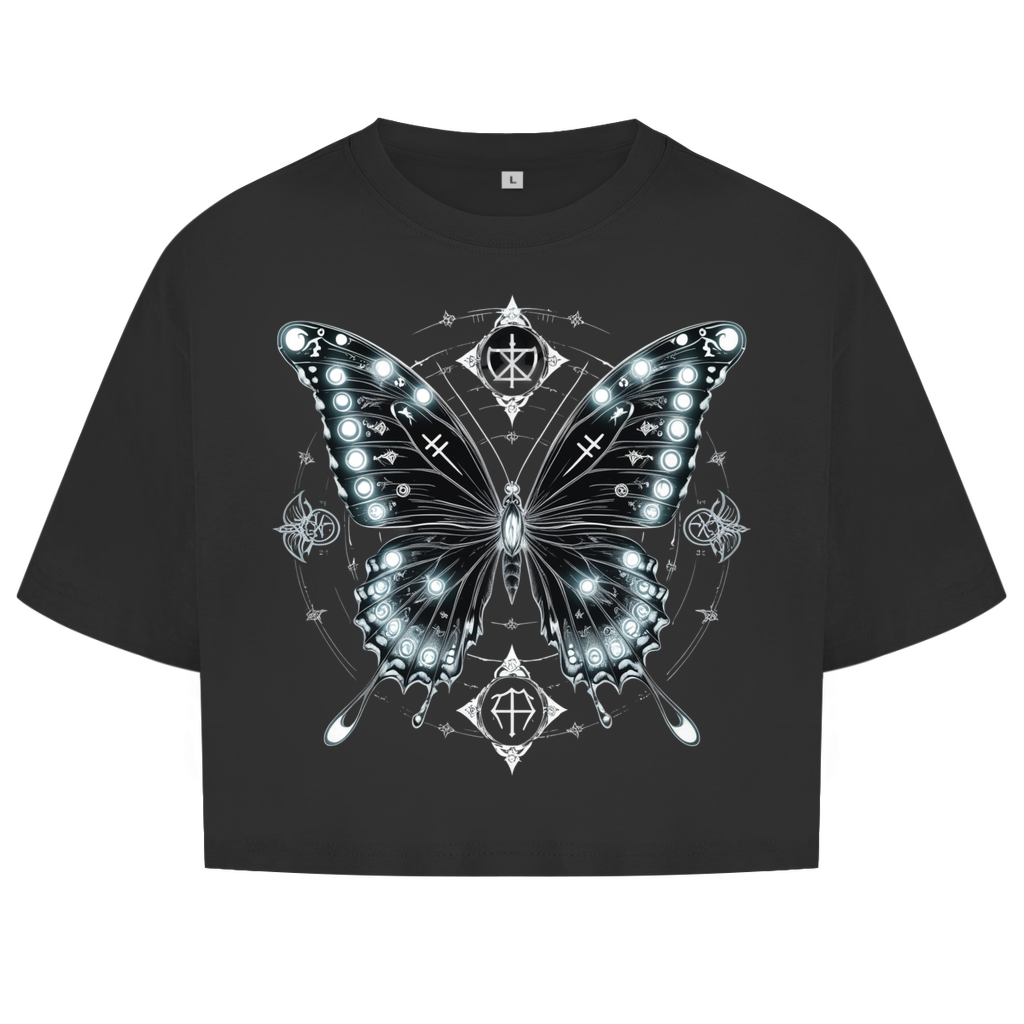 METAMORPHOSIS OF SHADOWS | Dark Butterfy Collection | Nebelmond Damen Oversize Crop Top