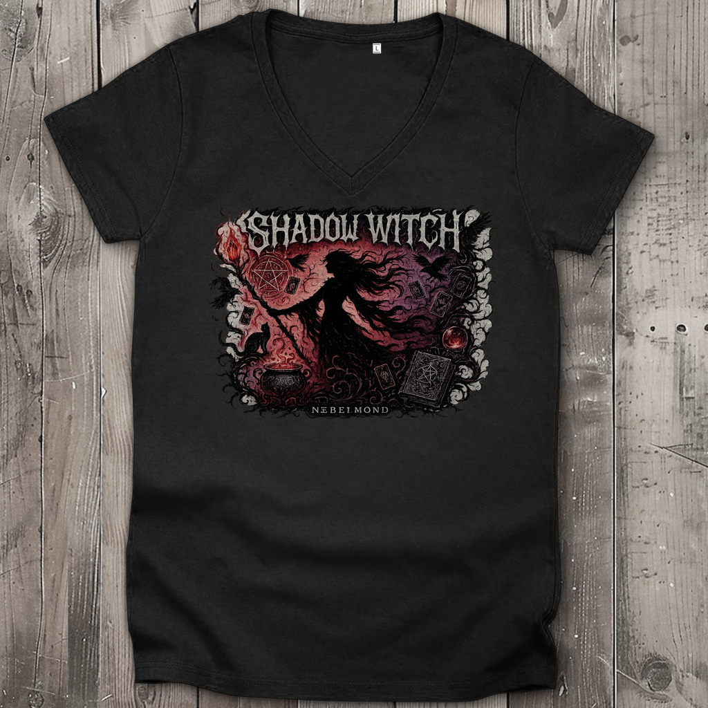 Shadow Witch | Dark Mysticism Collection | Nebelmond Damen Premium Bio V-Neck T-Shirt