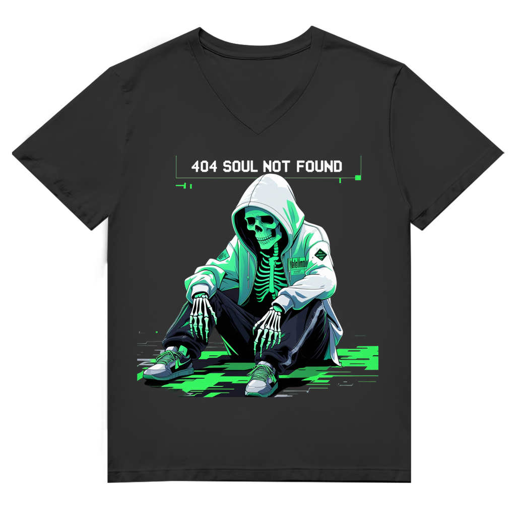 404 Soul Not Found | Lost & Glitched Collection| Nebelmond Herren Premium Bio V-Neck T-Shirt