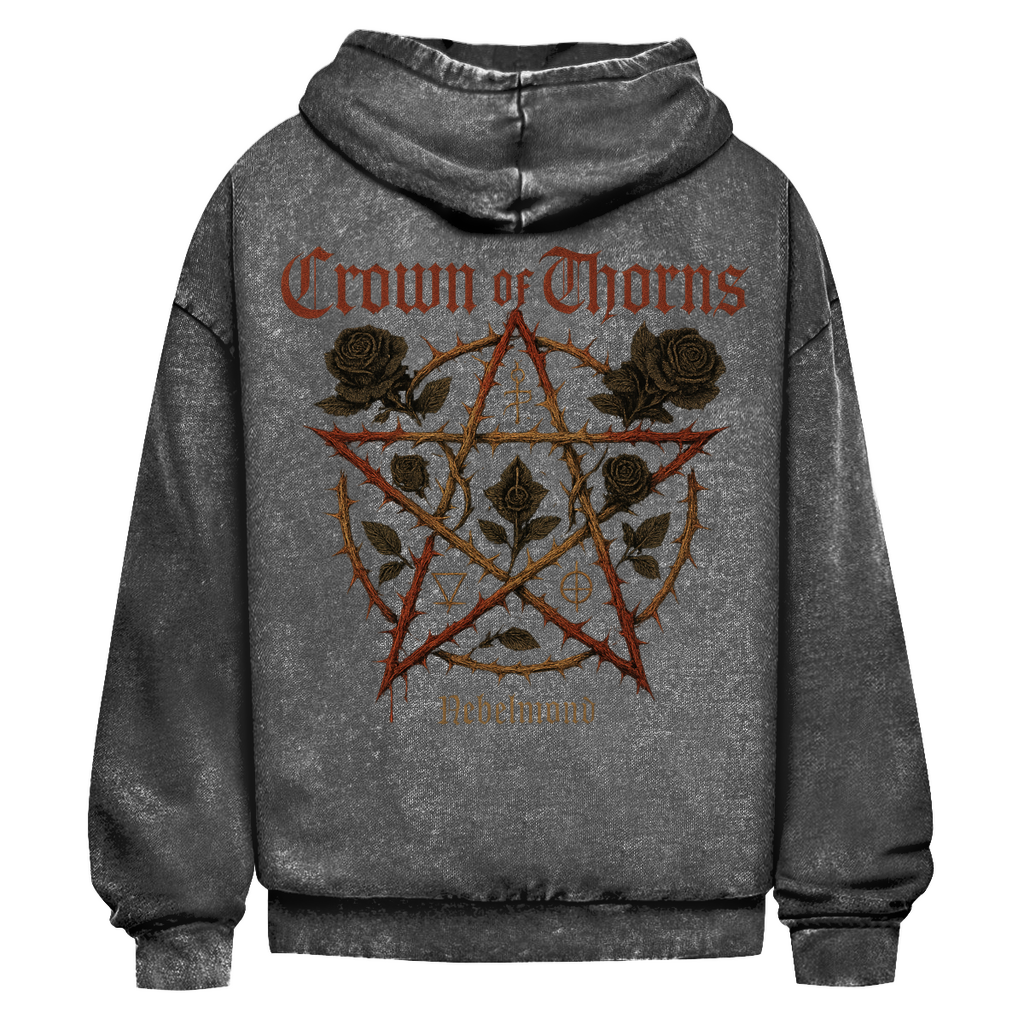 Crown of Thorns | Mystic Pentagram Collection | Nebelmond Oversize Washed Hoodie