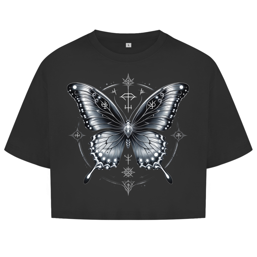 SILVER SOUL WINGS | Dark Butterfy Collection | Nebelmond Damen Oversize Crop Top
