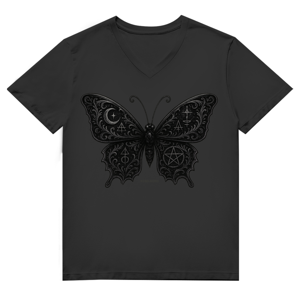 ARCANE BUTTERFLY | Dark Butterfy Collection | Nebelmond Herren Premium Bio V-Neck T-Shirt