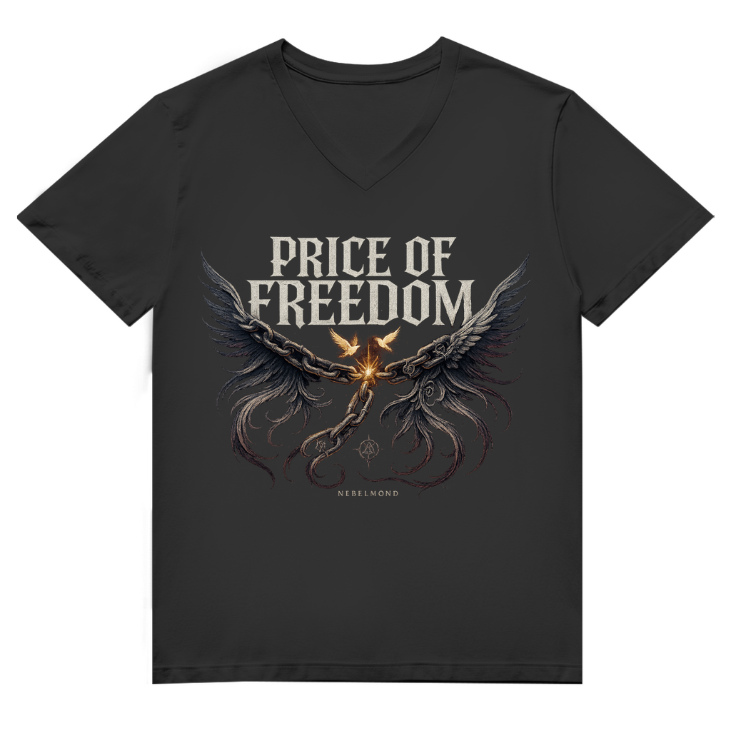 Price of Freedom | Dark Commerce Collection | Nebelmond Herren Premium Bio V-Neck T-Shirt