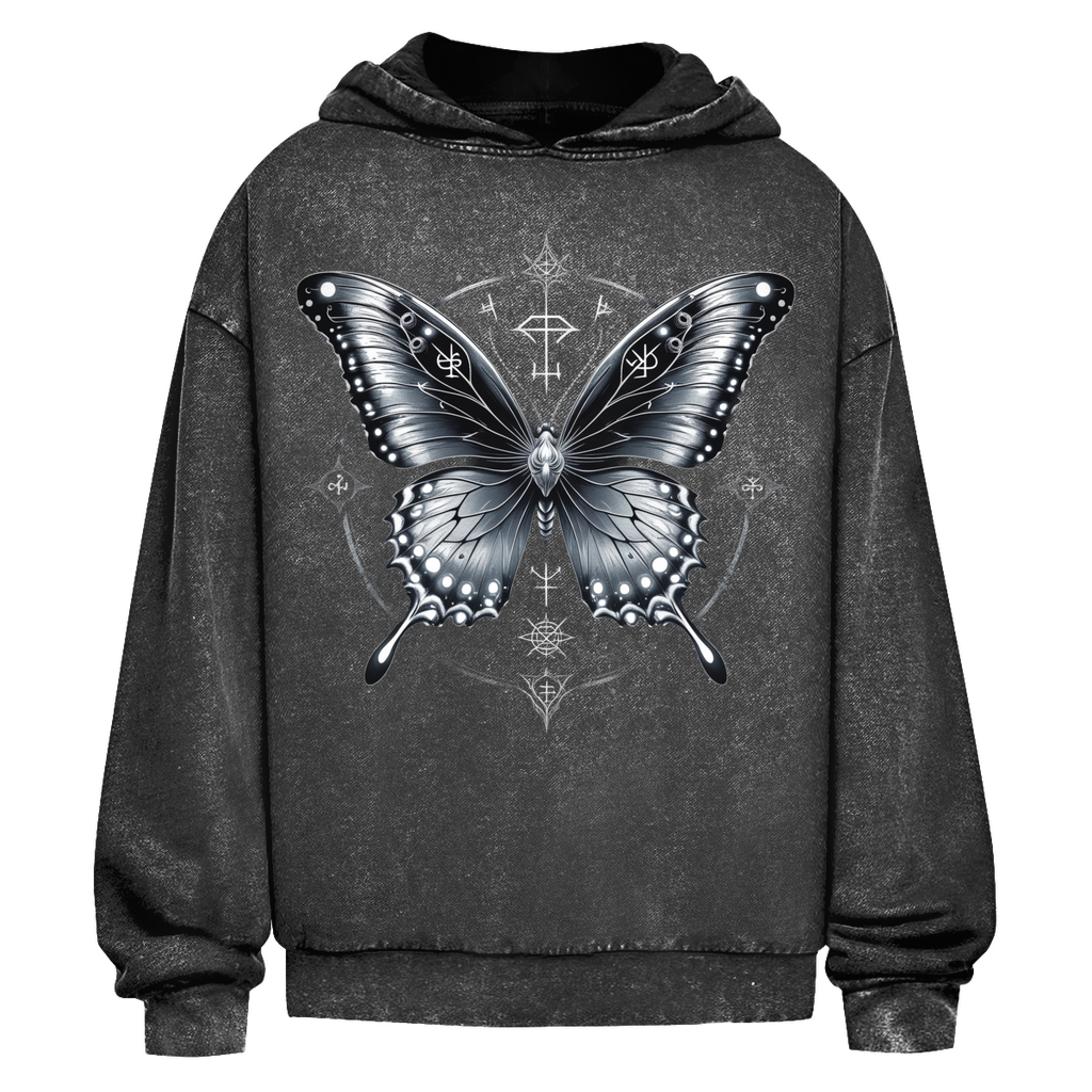 SILVER SOUL WINGS | Dark Butterfy Collection | Nebelmond Oversize Washed Hoodie
