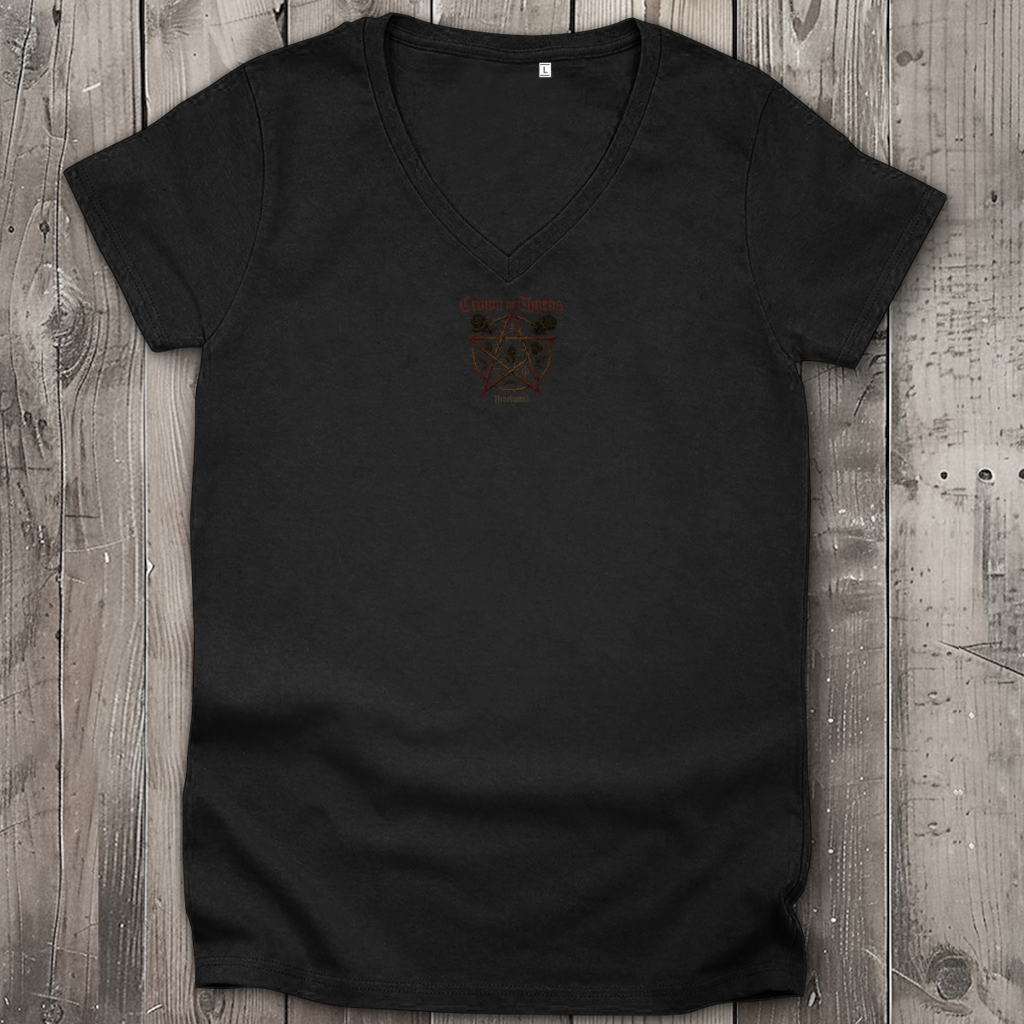 Crown of Thorns | Mystic Pentagram Collection | Nebelmond Damen Premium Bio V-Neck T-Shirt