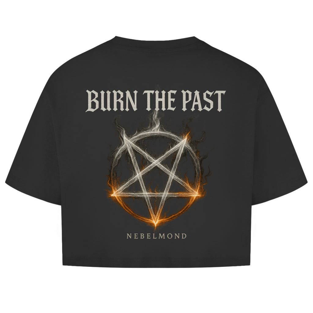 Burn the Past | Mystic Pentagram Collection | Nebelmond Damen Oversize Crop Top