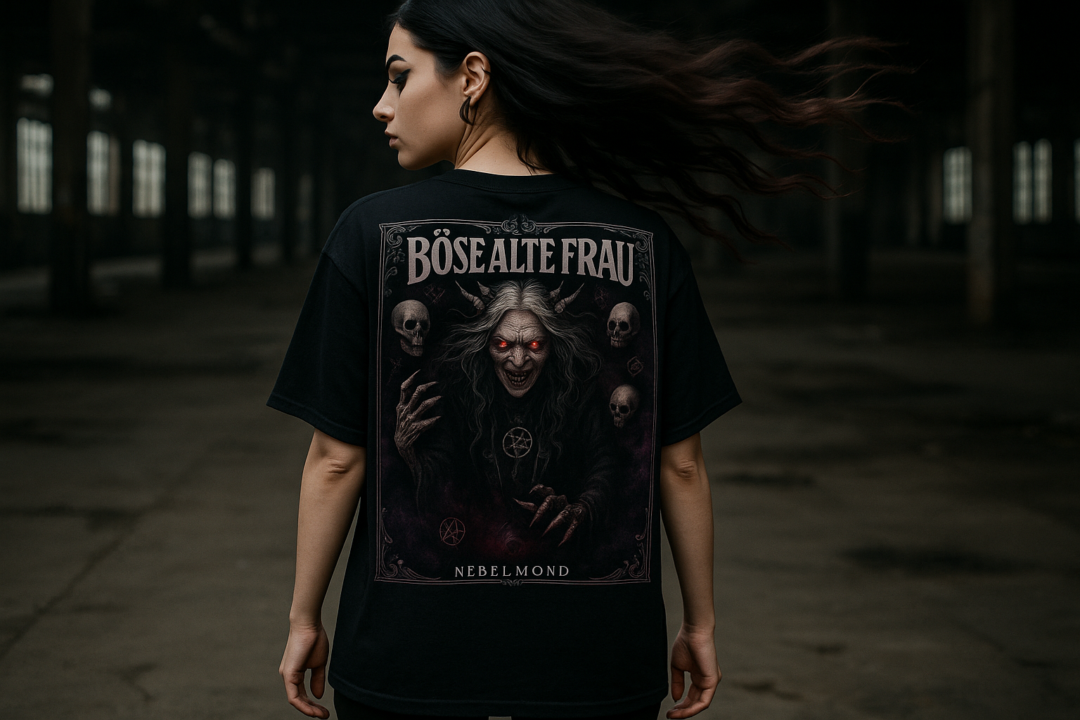 Böse Alte Frau Oversized Shirt Black 1:1