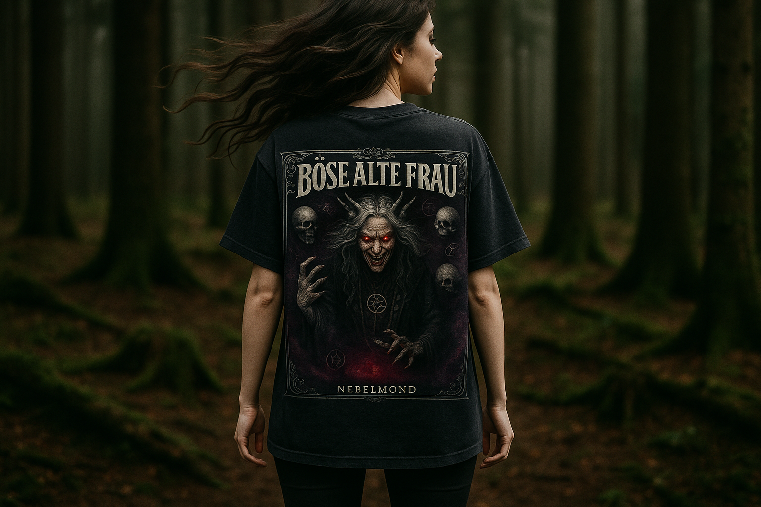 Böse Alte Frau Oversized Shirt Washed Black 1:1