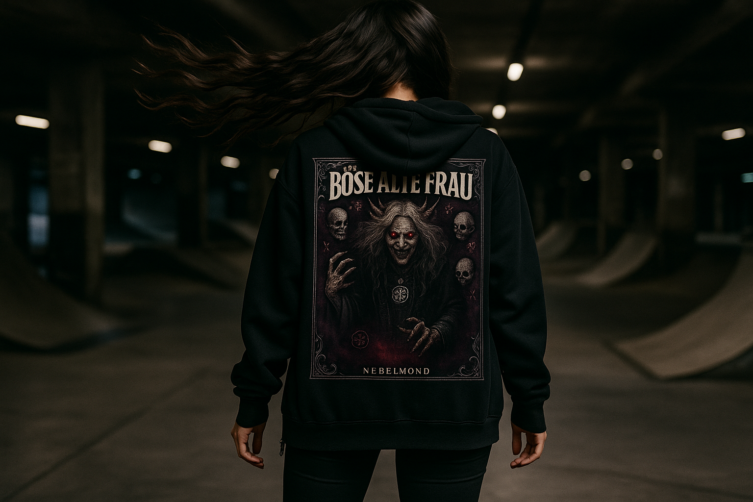 Böse Alte Frau Oversized Zipper Hoodie Black 1:1