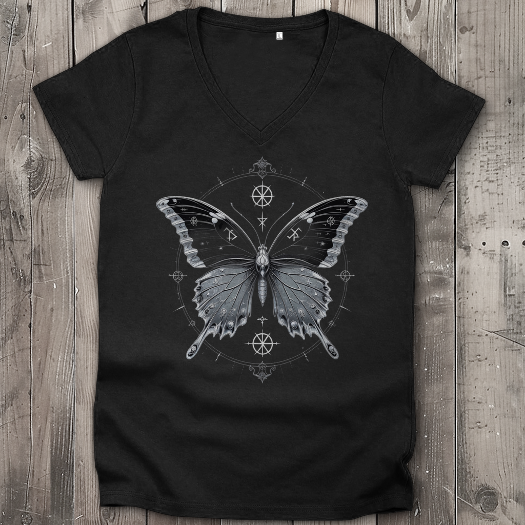 DEATH'S METAMORPHOSIS | Dark Butterfy Collection | Nebelmond Damen Premium Bio V-Neck T-Shirt