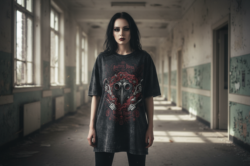 Beautiful Disease Oversized Shirt Washed Black