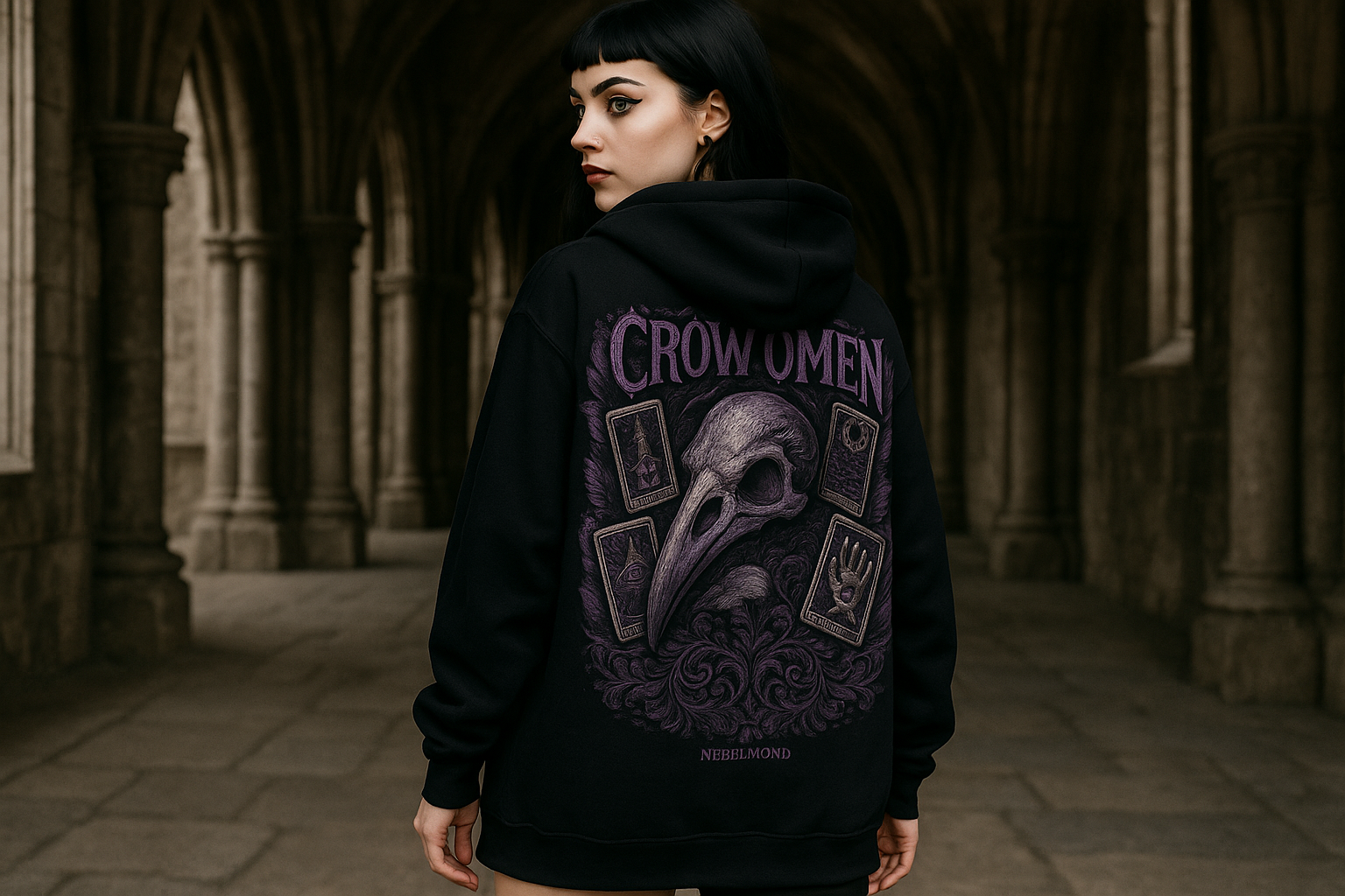 Crow Omen Oversized Zipper Hoodie