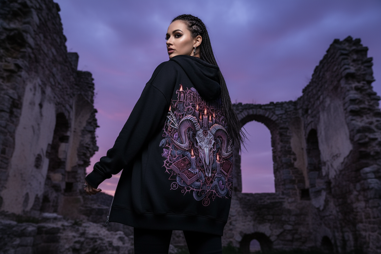 Dark Ritual Oversized Zipper Hoodie