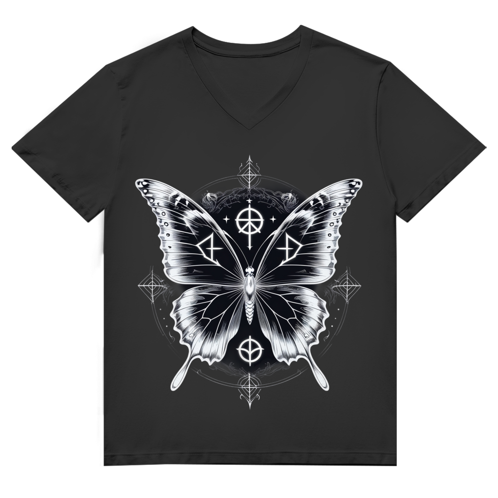 SACRED DARKNESS | Dark Butterfy Collection | Nebelmond Herren Premium Bio V-Neck T-Shirt