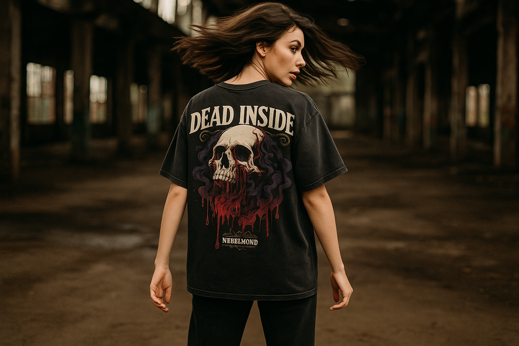 Dead Inside Washed Black Backprint Mockup