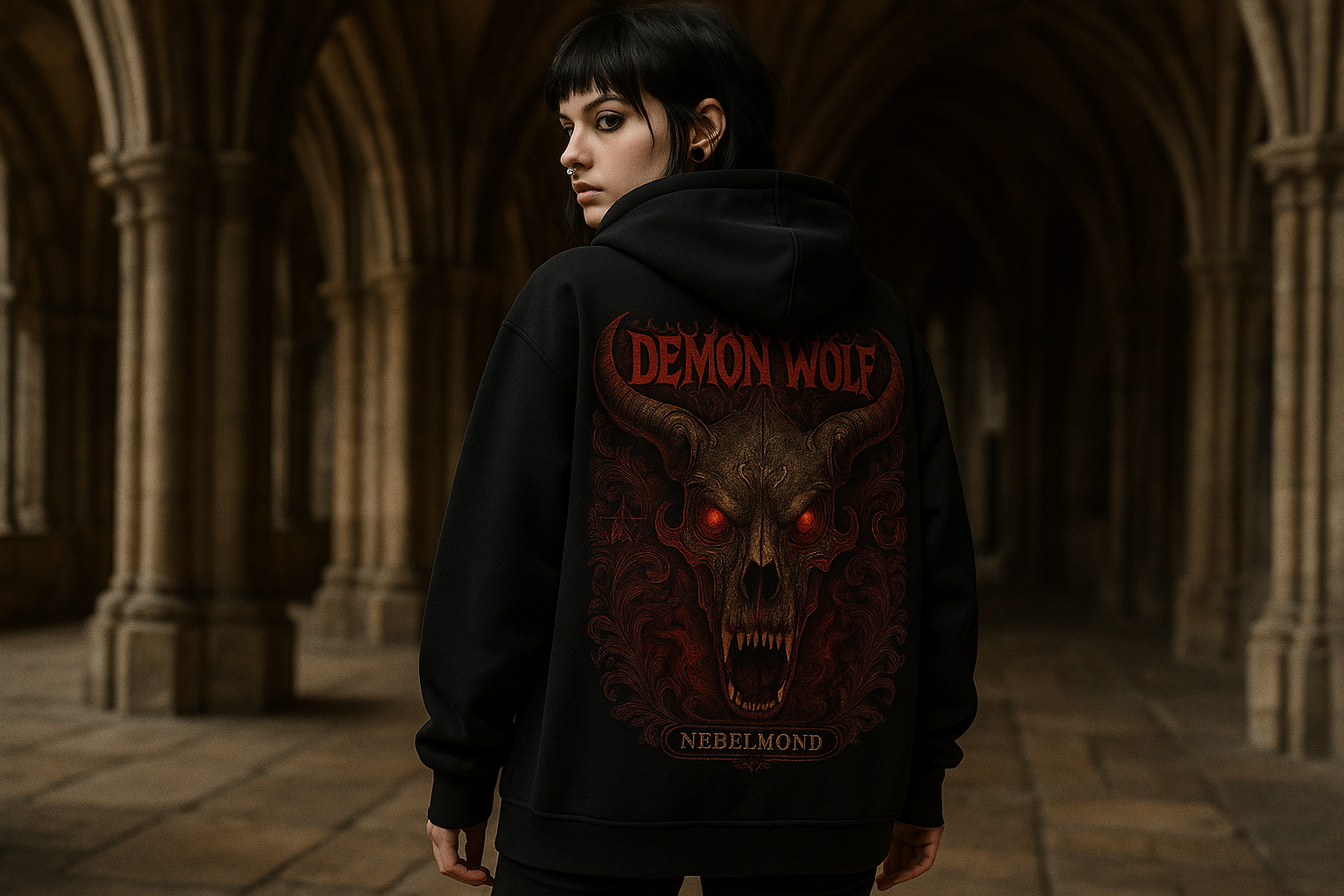 Demon Wolf Oversized Zipper Hoodie Mockup