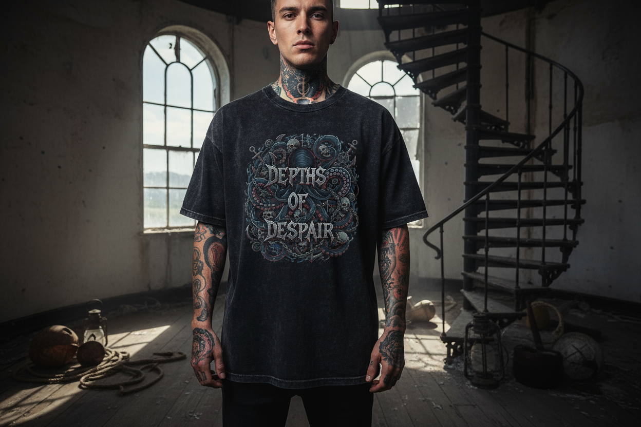 Depths of Despair Oversized Shirt Washed Black