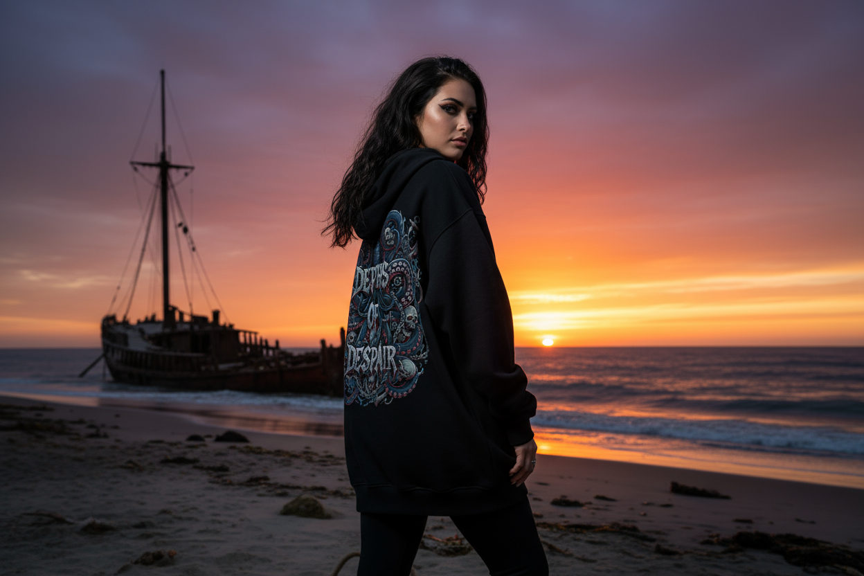 Depths of Despair Oversized Zipper Hoodie