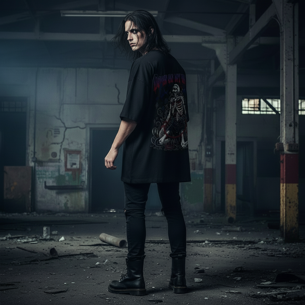 Down On My Knees Oversized Shirt Black Back