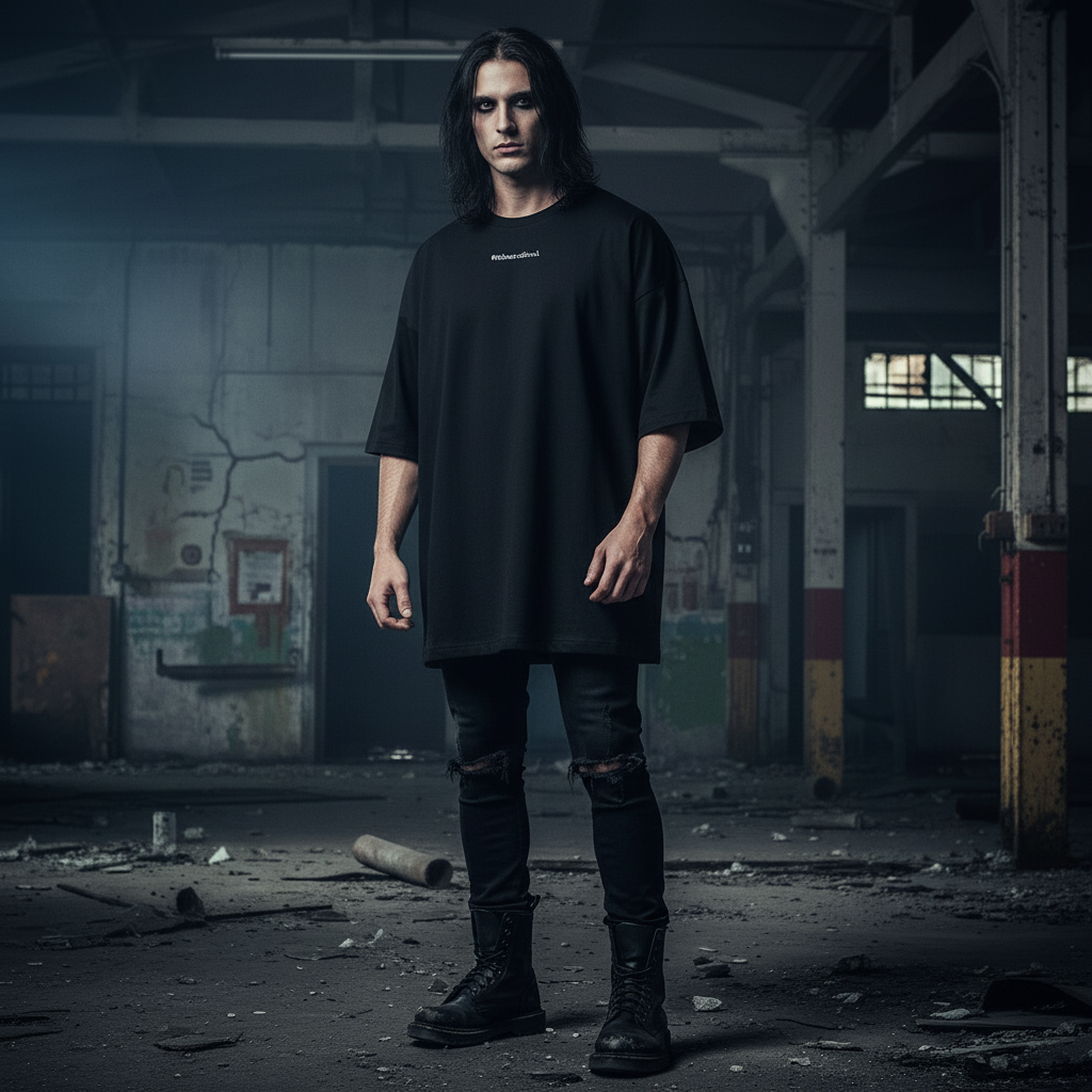 Down On My Knees Oversized Shirt Black Front - Korrigiert