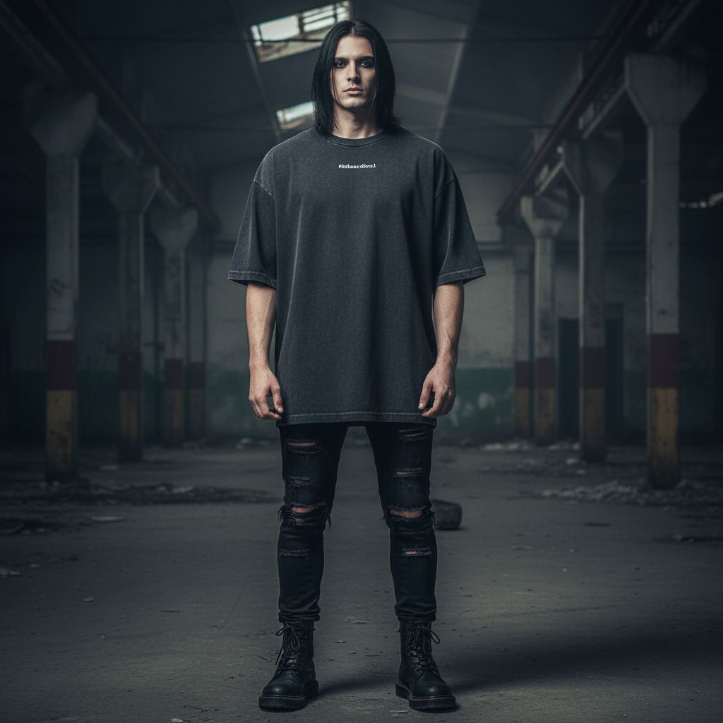 Down On My Knees Oversized Shirt Washed Black Front