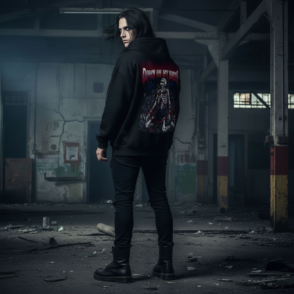 Down On My Knees Zipper Hoodie Back