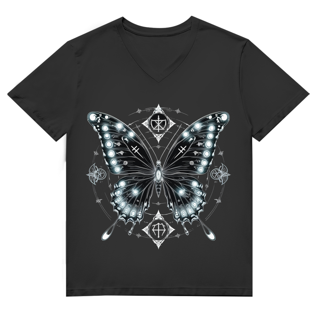 METAMORPHOSIS OF SHADOWS | Dark Butterfy Collection | Nebelmond Herren Premium Bio V-Neck T-Shirt