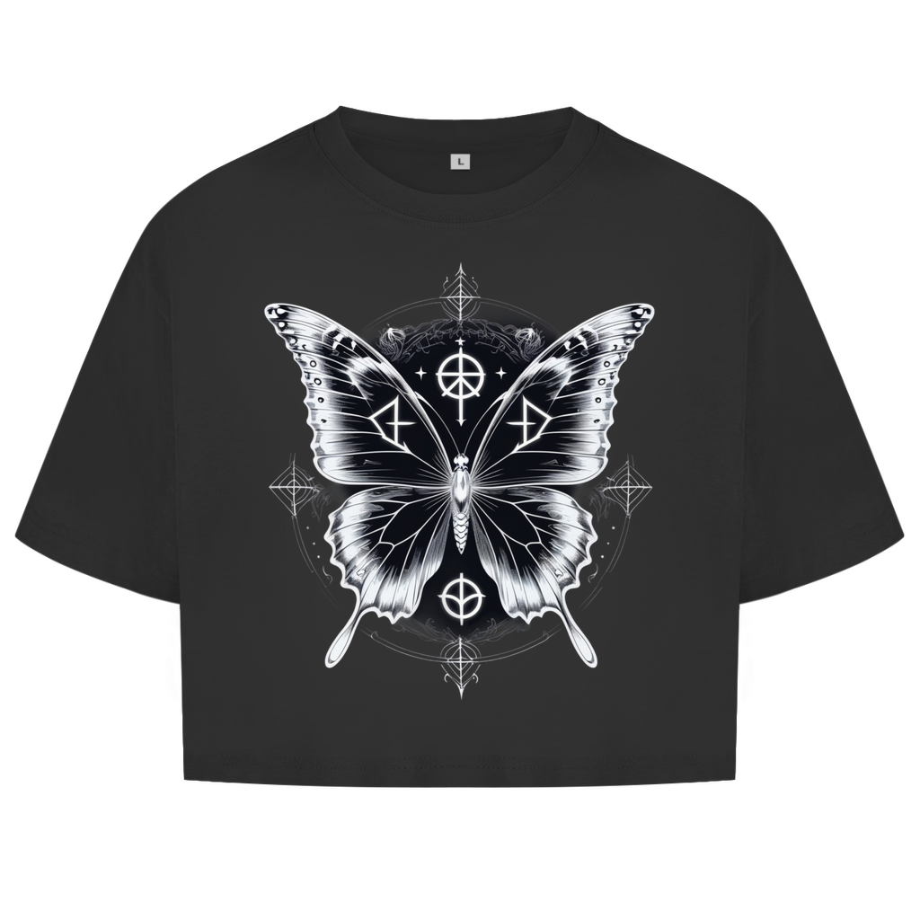 SACRED DARKNESS | Dark Butterfy Collection | Nebelmond Damen Oversize Crop Top