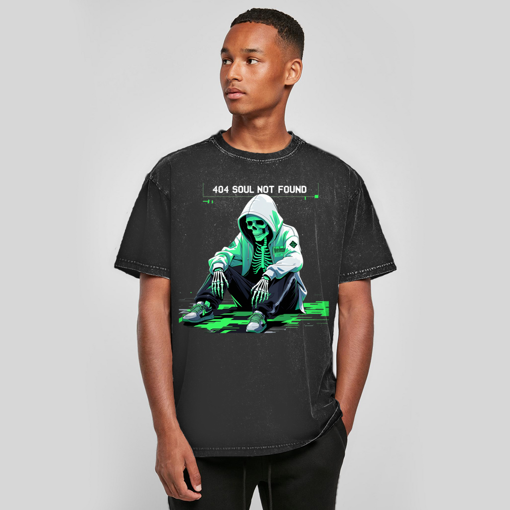 404 Soul Not Found | Lost & Glitched Collection | Nebelmond Oversize Washed T-Shirt