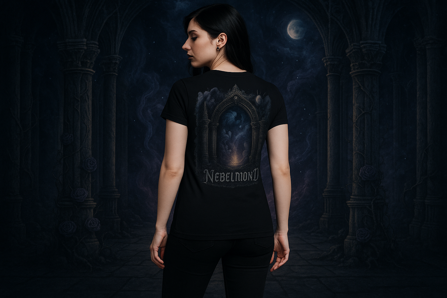 Frau Mockup Astral Gateway Premium T-Shirt