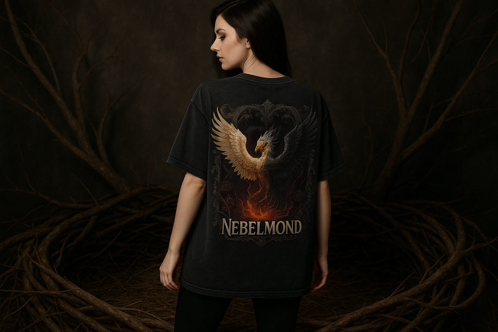 Frau Mockup Dark Phoenix Oversized Shirt Washed Black