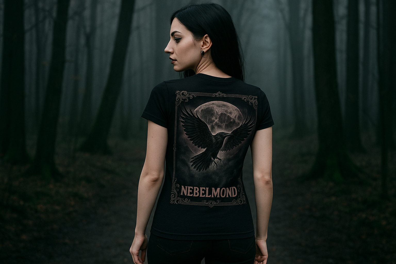 Frau Mockup Midnight Messenger Premium T-Shirt