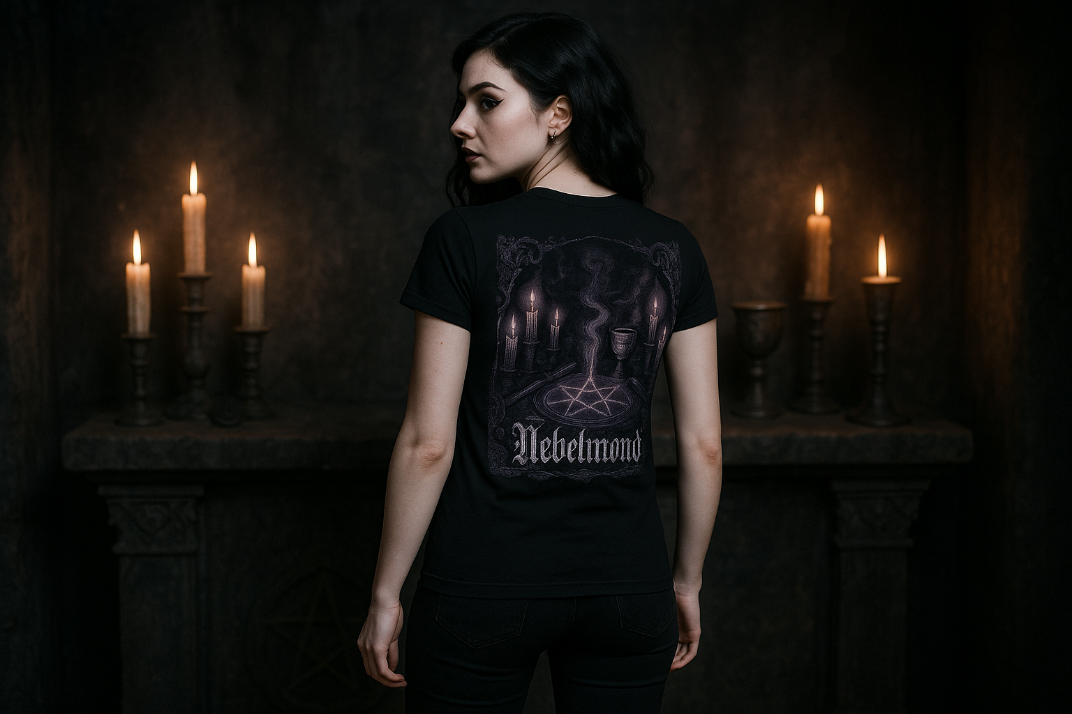 Frau Mockup Midnight Ritual Premium T-Shirt