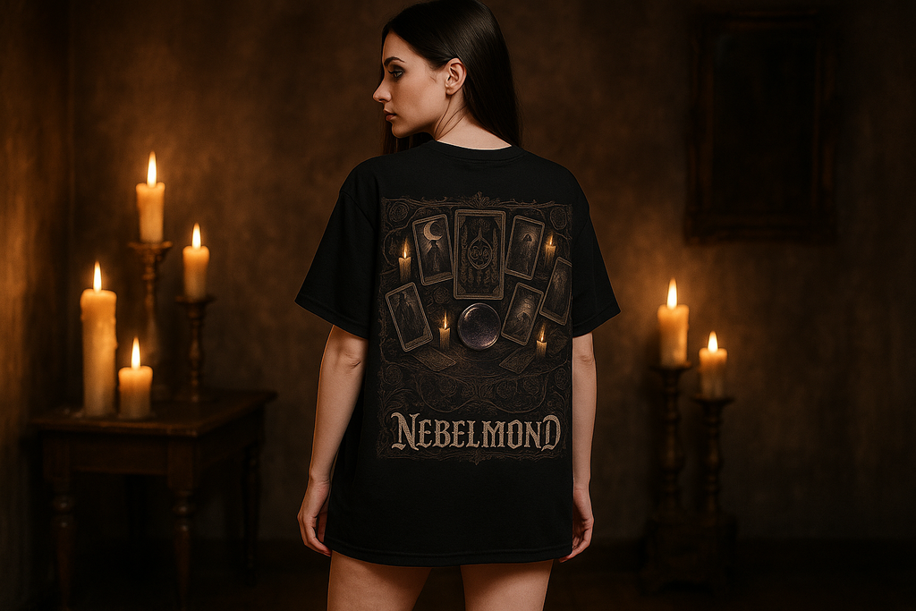 Frau Mockup Mystic Tarot Oversized Shirt Black