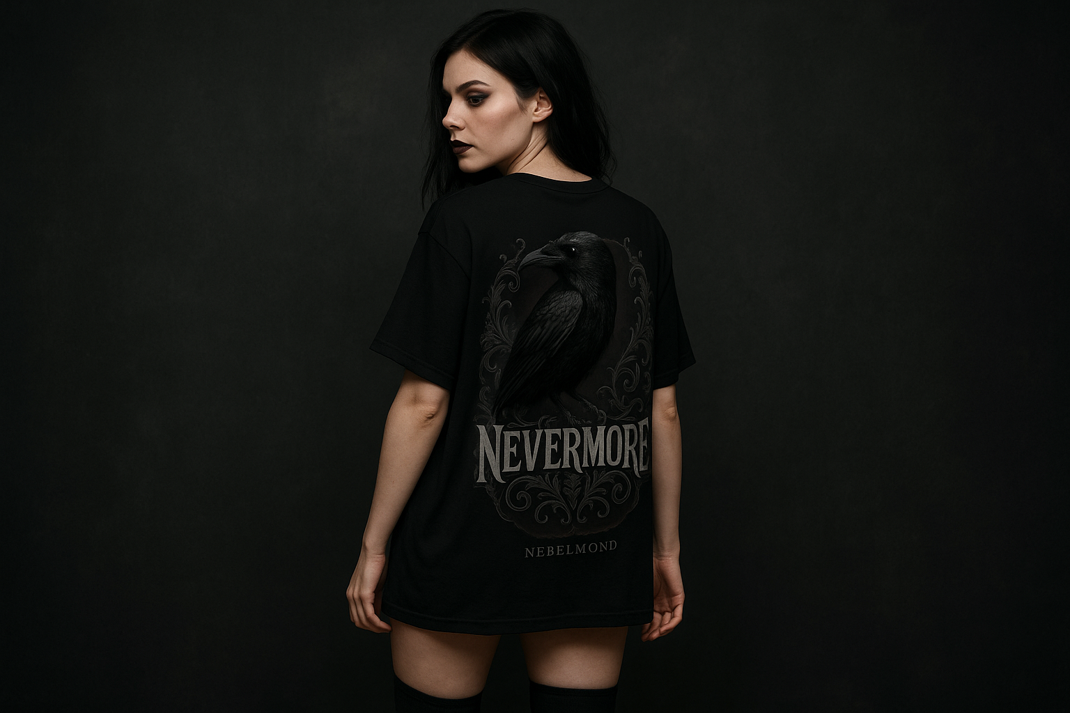 Frau Mockup Nevermore Oversized Shirt Black