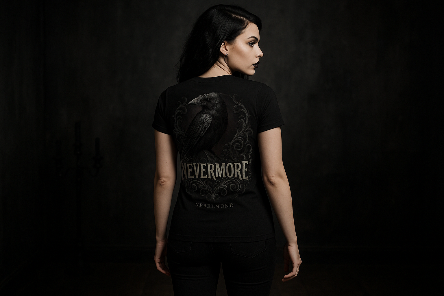 Frau Mockup Nevermore Premium T-Shirt
