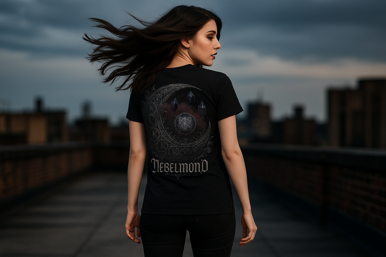 Frau Mockup Rückendruck