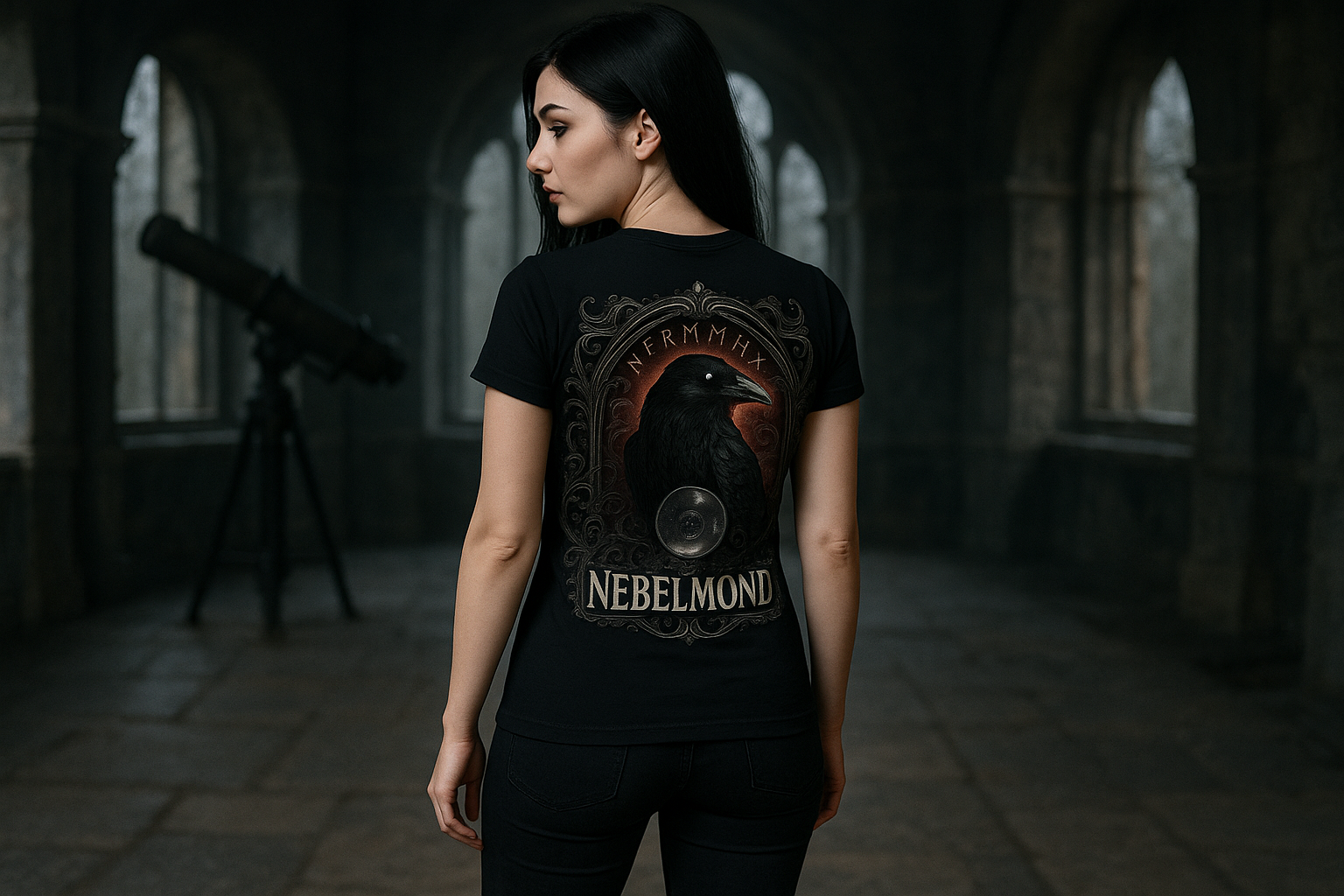 Frau Mockup Raven's Oracle Premium T-Shirt