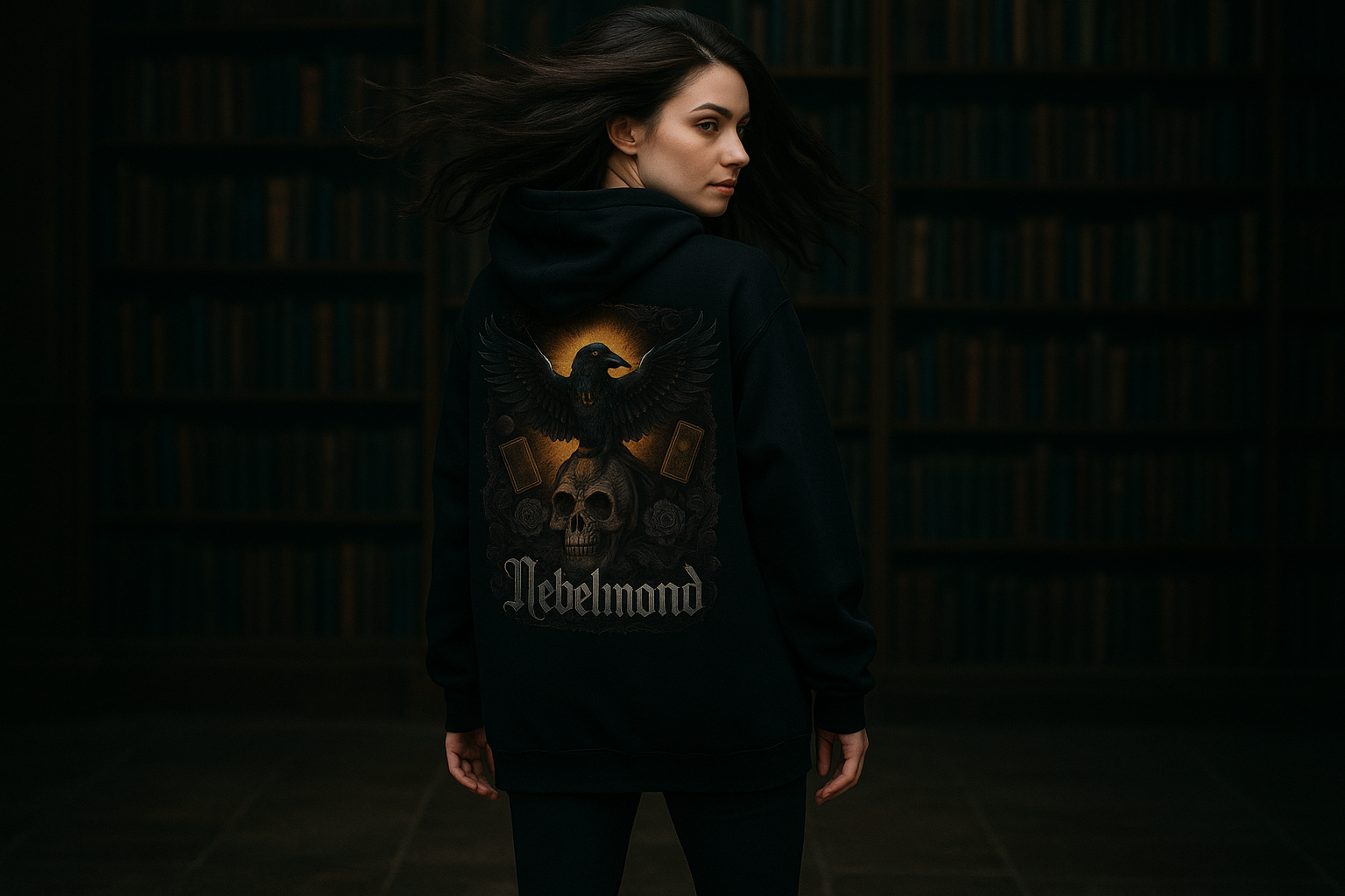 Frau Mockup Raven's Prophecy Oversized Hoodie