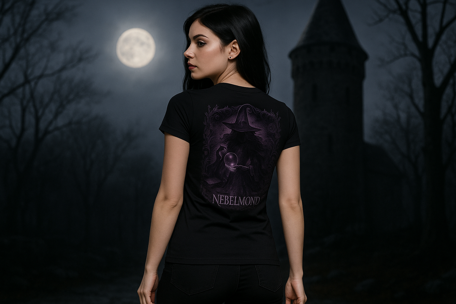 Frau Mockup Shadow Witch Premium T-Shirt