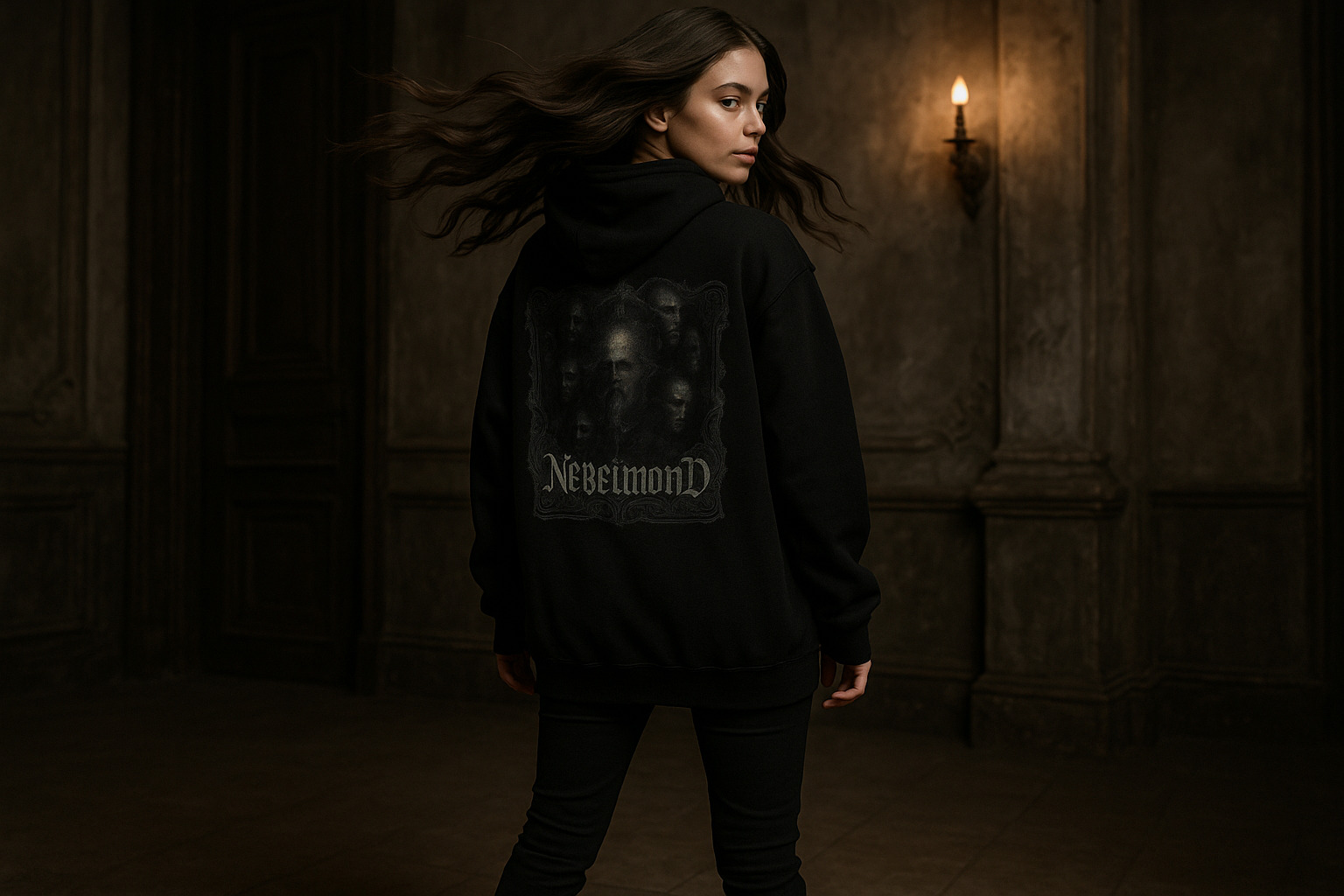 Frau Mockup Whispers of the Abyss Oversized Hoodie