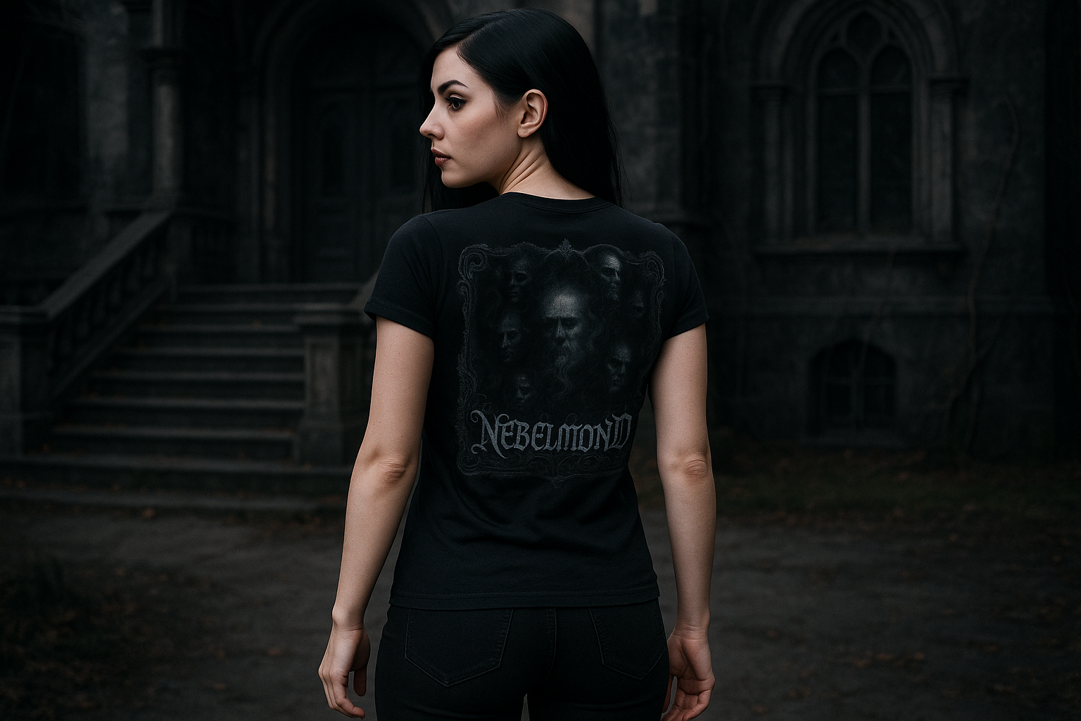 Frau Mockup Whispers of the Abyss Premium T-Shirt