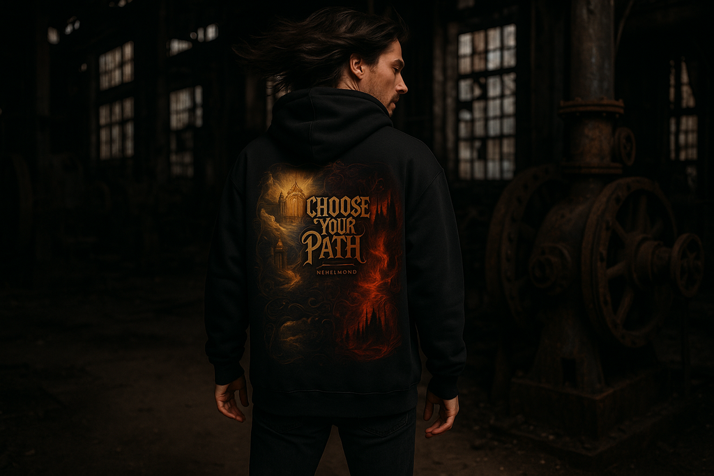 Heaven & Hell Oversized Hoodie - Männliches Model Abandoned Factory